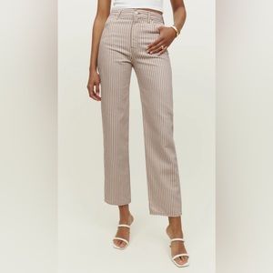 Reformation Cowboy Striped High Rise Straight Jeans